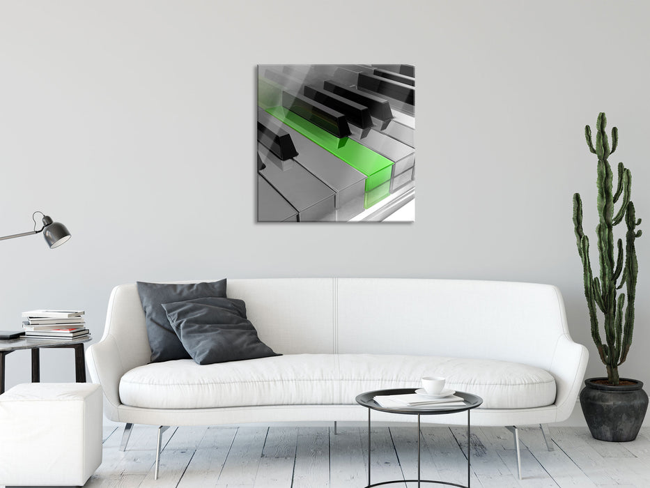 Piano green Klaviertasten, Glasbild Quadratisch