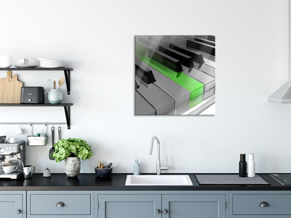 Piano green Klaviertasten, Glasbild Quadratisch