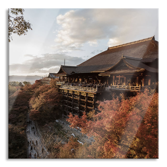 Pixxprint Kiyomizu-dera Tempel in Kyoto, Glasbild Quadratisch