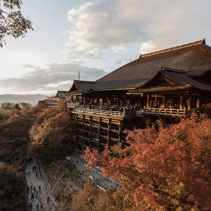 Kiyomizu-dera Tempel in Kyoto, Glasbild Quadratisch