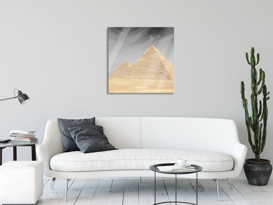 Pyramiden von Gizeh, Glasbild Quadratisch