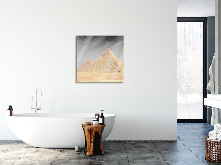 Pyramiden von Gizeh, Glasbild Quadratisch