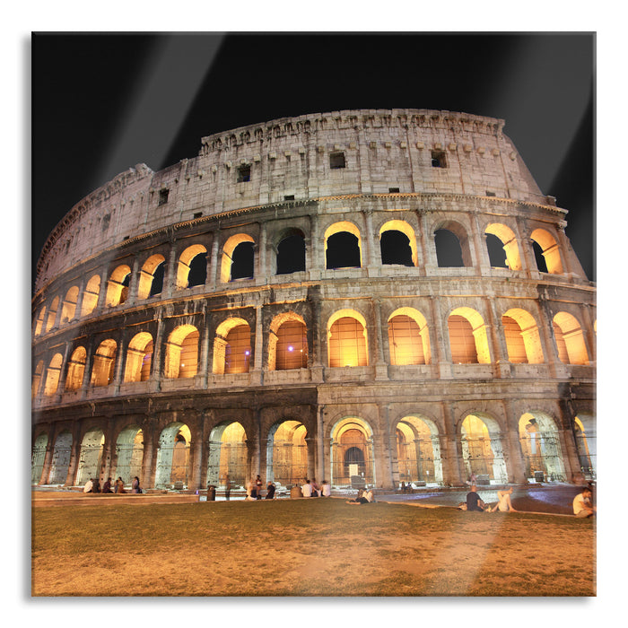 Pixxprint Colosseum in Rom Italien, Glasbild Quadratisch