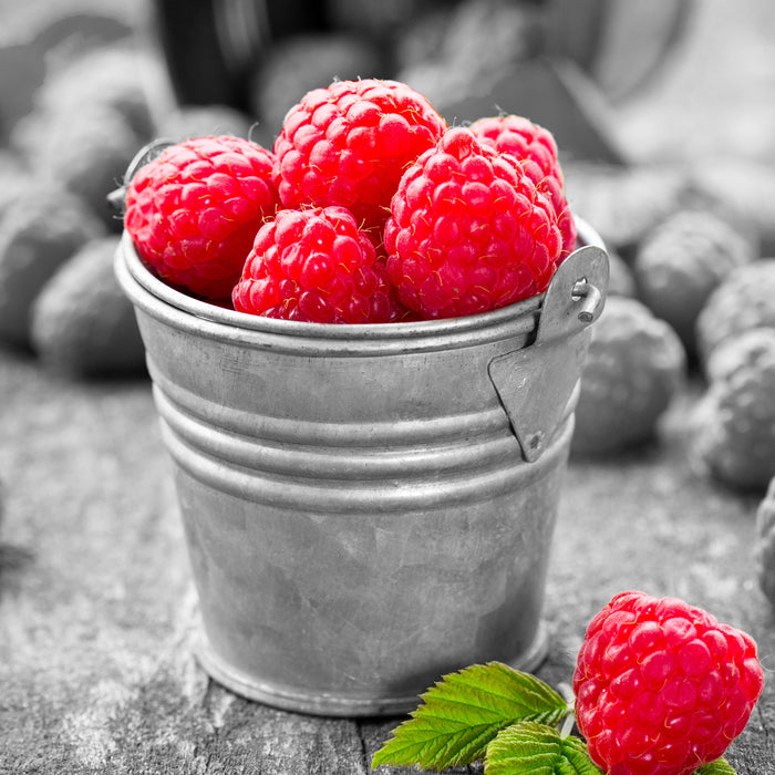 Früchte Eimer Obst Fruit food, Glasbild Quadratisch