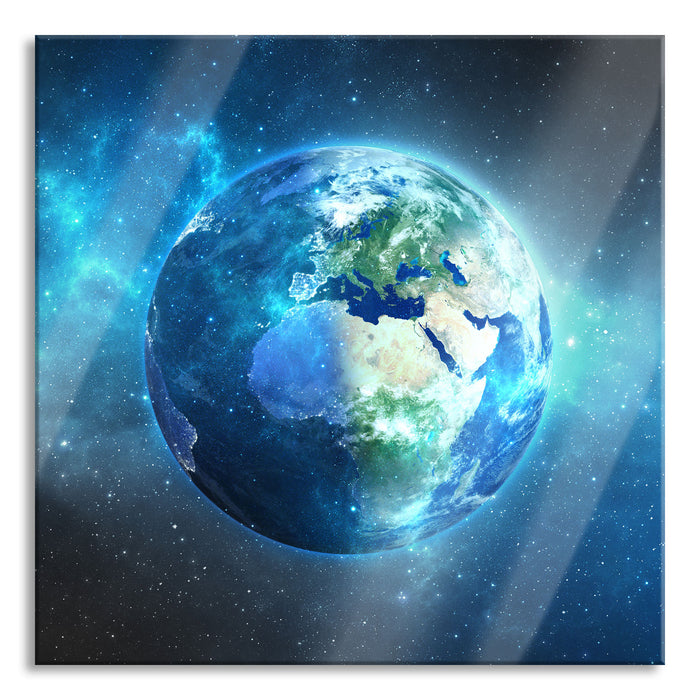 Pixxprint Unsere Erde im Weltall, Glasbild Quadratisch