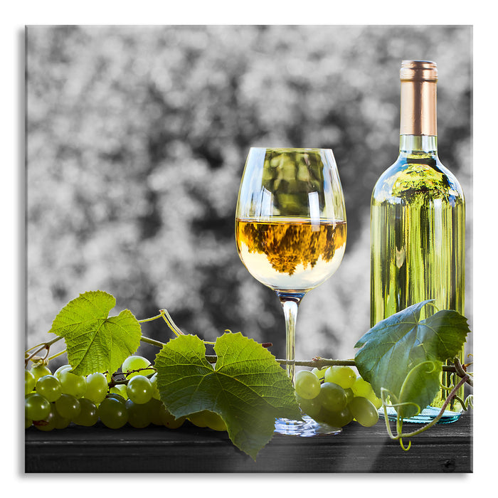 Pixxprint Weinverkostung im Sommer, Glasbild Quadratisch