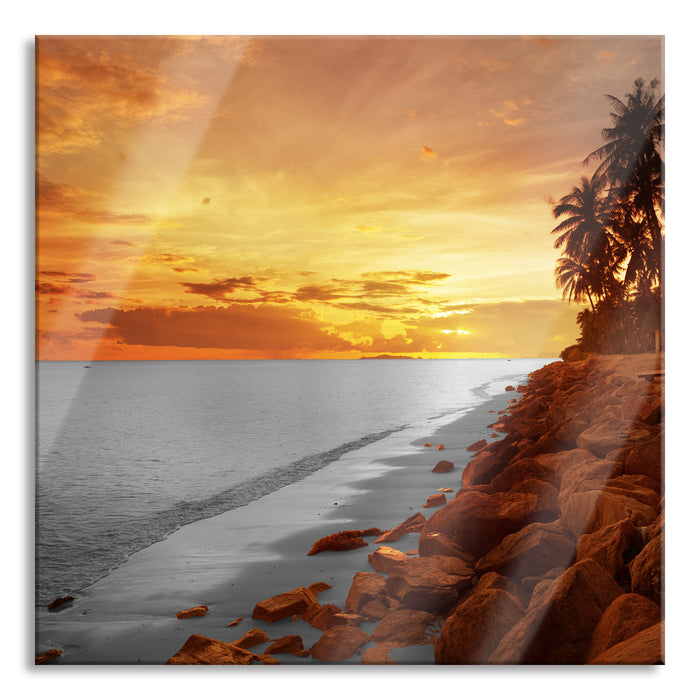 Pixxprint Entspanntes Urlaubsgebiet, Glasbild Quadratisch