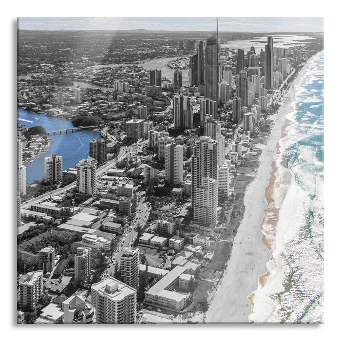 Hochhäuser Gold Coast, Glasbild Quadratisch