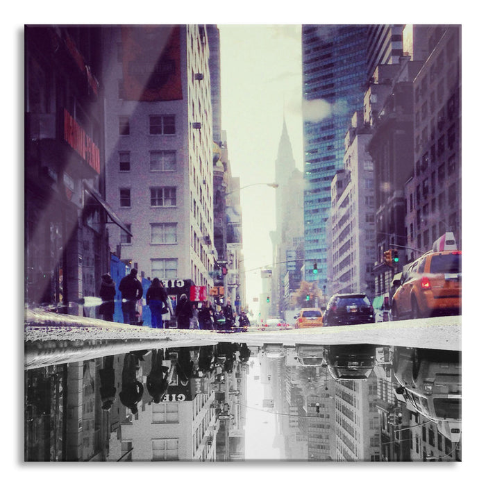 Pixxprint Times Square in New York, Glasbild Quadratisch