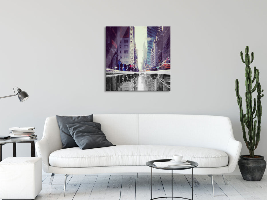 Times Square in New York, Glasbild Quadratisch