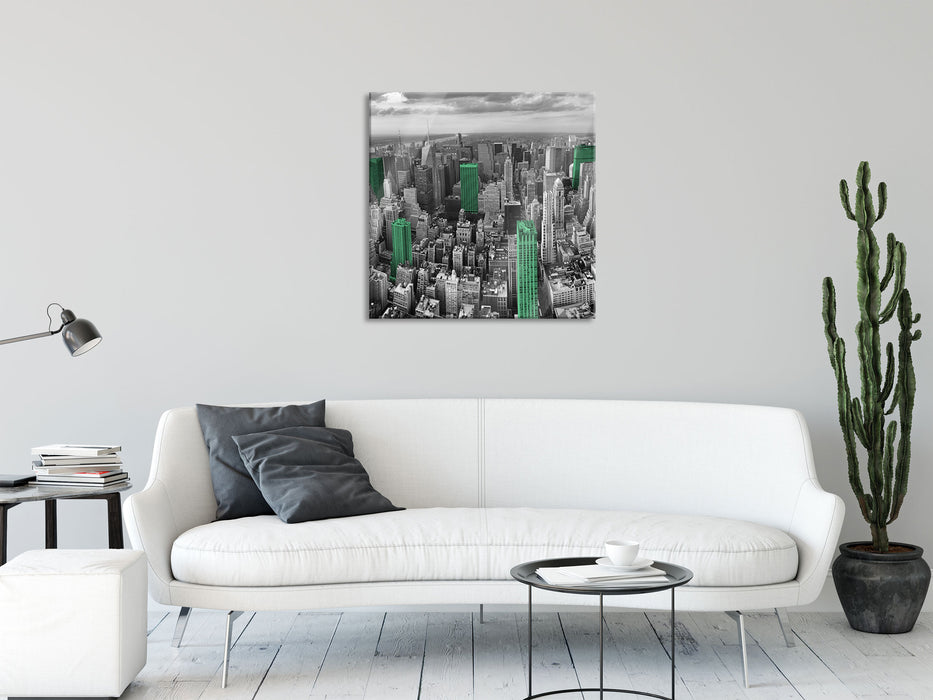 New York Skyline, Glasbild Quadratisch