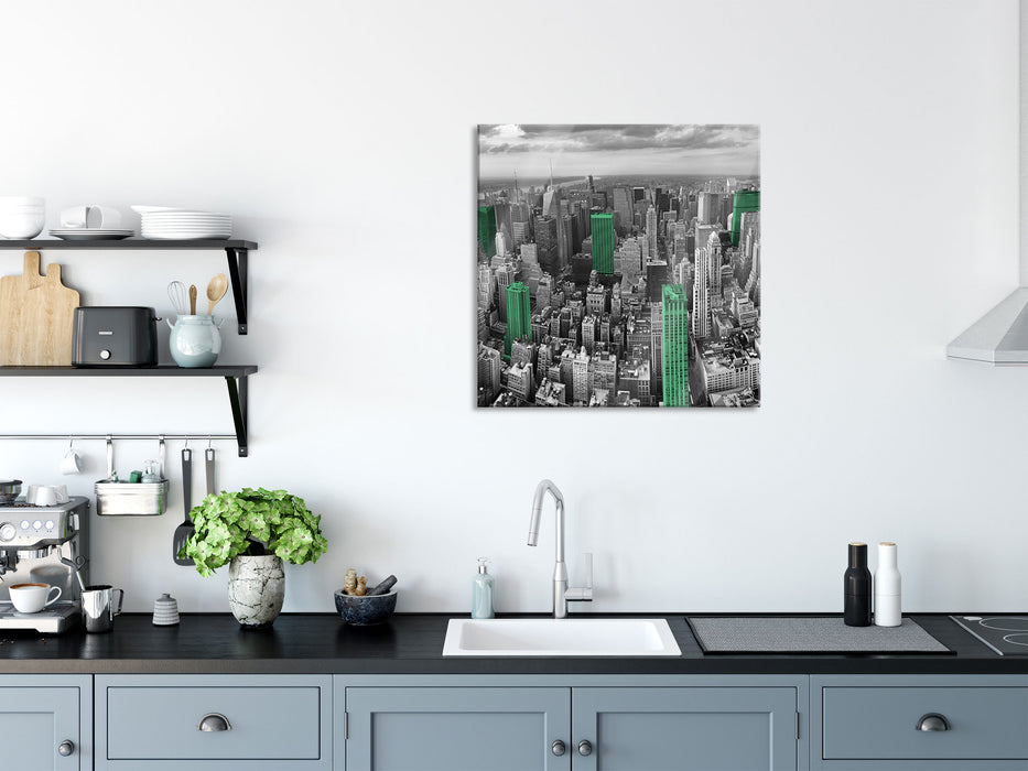 New York Skyline, Glasbild Quadratisch