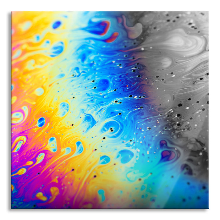 Pixxprint Ölspritzer auf Glas, Glasbild Quadratisch