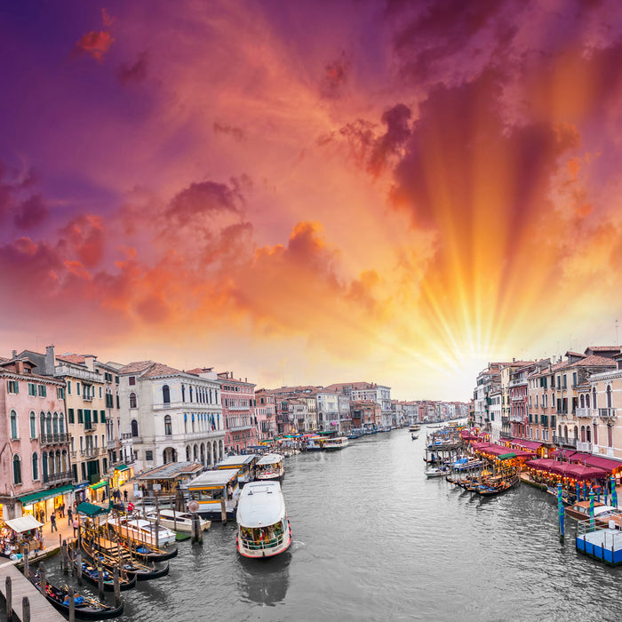 Wasserstraße in Venedig, Glasbild Quadratisch