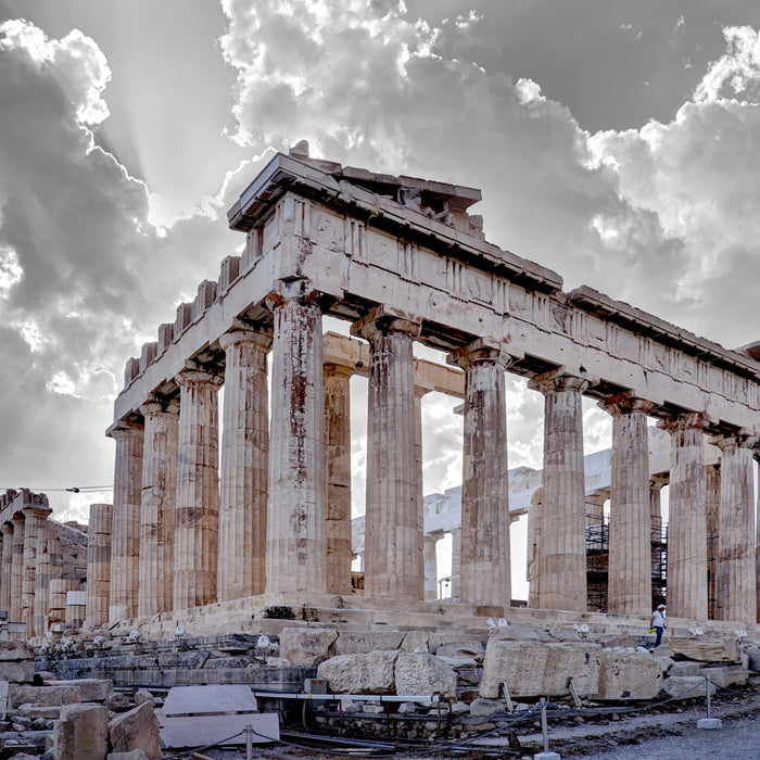 Propyläe von Akropolis in Athen, Glasbild Quadratisch