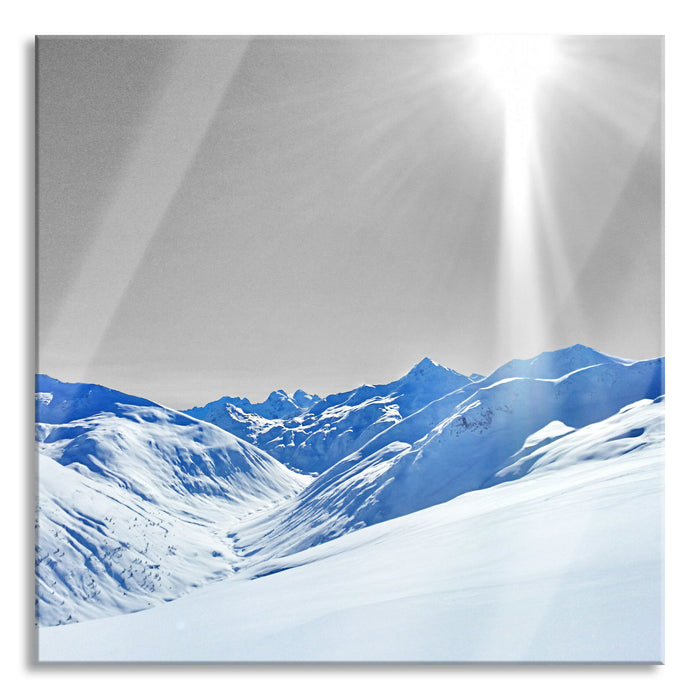 Pixxprint Berglandschaft im Winter, Glasbild Quadratisch