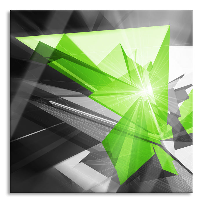 Abstrakt grünes Eis, Glasbild Quadratisch
