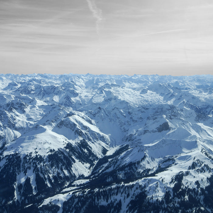 Alpen mit Schneespitzen, Glasbild Quadratisch