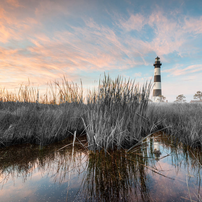 Bodie Island Lighthouse, Glasbild Quadratisch