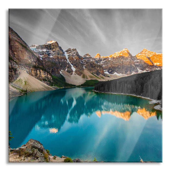 Pixxprint Moraine Lake in Canada, Glasbild Quadratisch