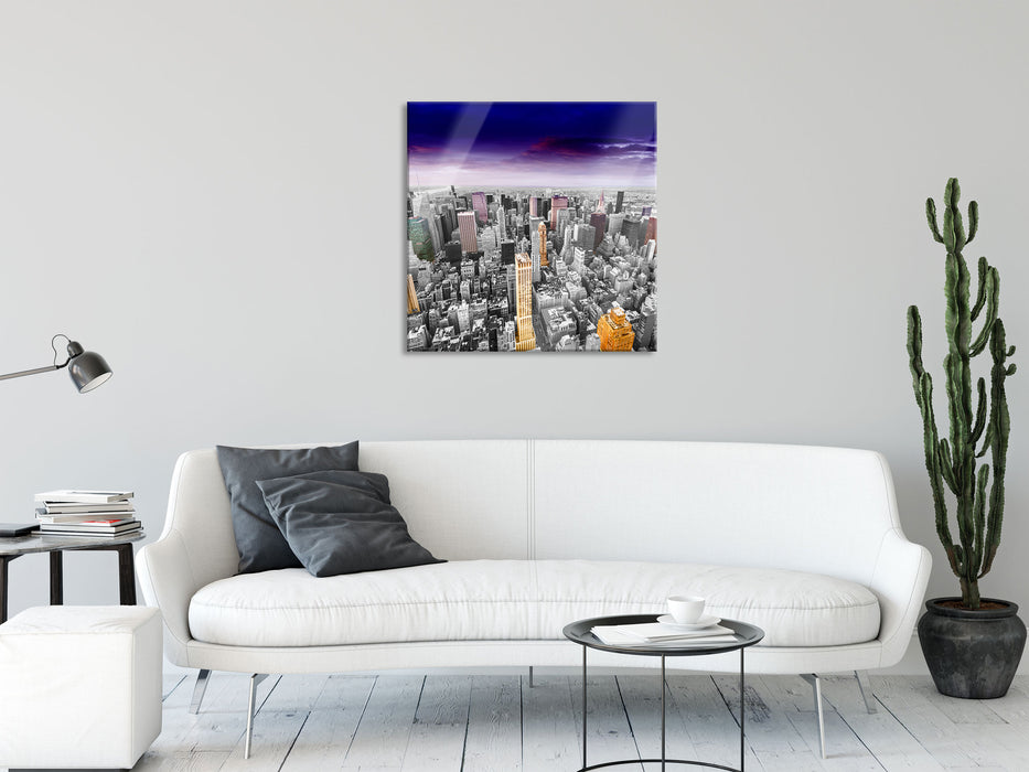 Skyline  New York, Glasbild Quadratisch