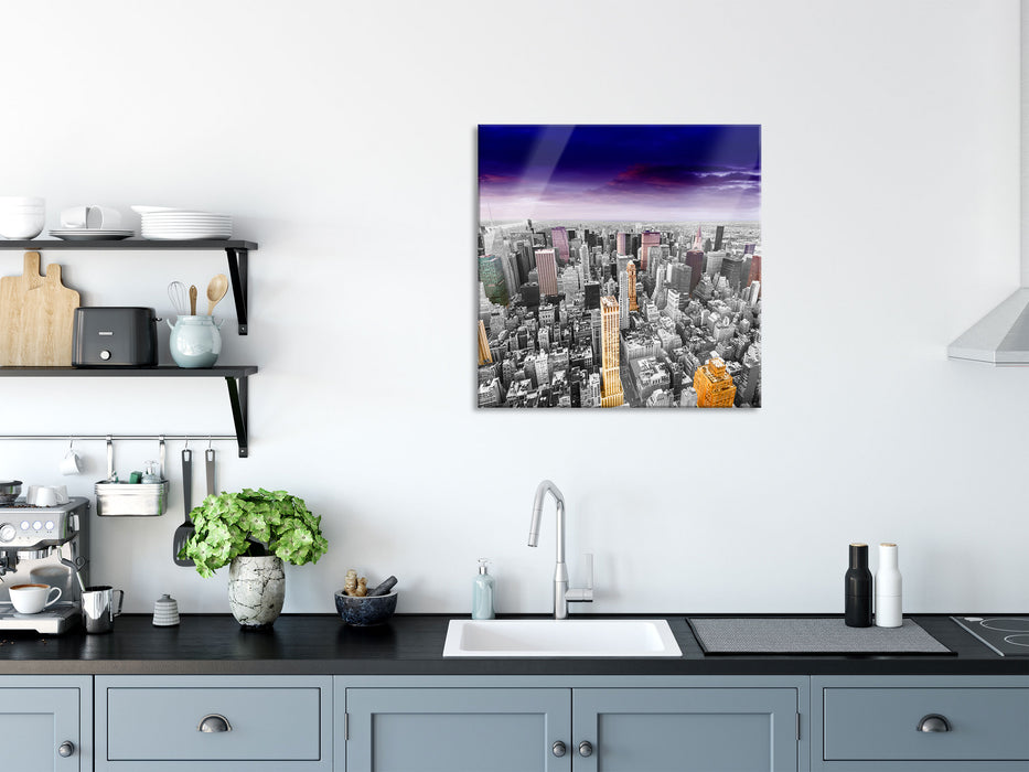 Skyline  New York, Glasbild Quadratisch