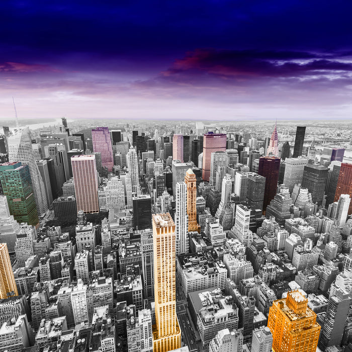 Skyline  New York, Glasbild Quadratisch