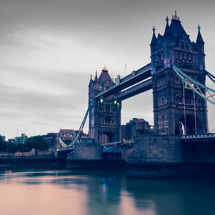 London Bridge über Themse, Glasbild Quadratisch