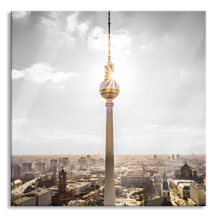 Pixxprint Berliner Fernsehturm, Glasbild Quadratisch