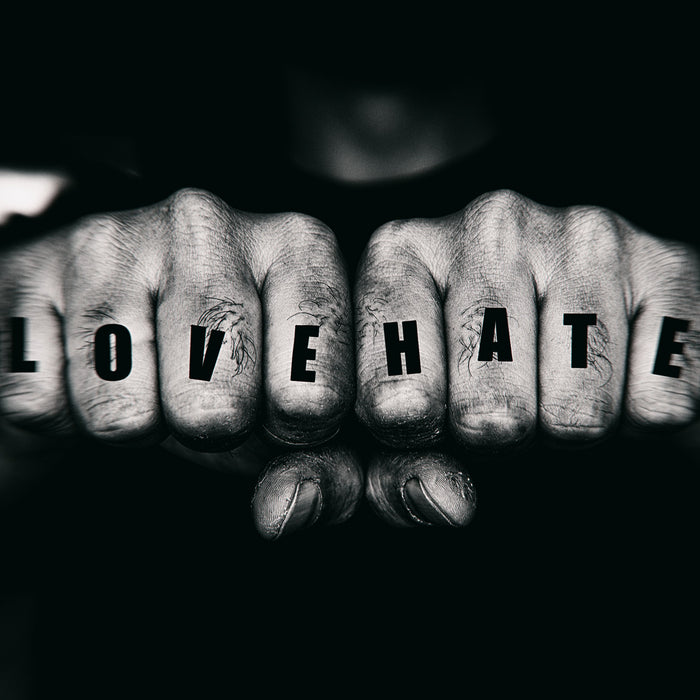 Love Hate Fäuste, Glasbild Quadratisch
