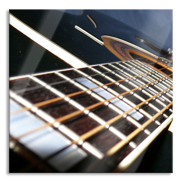 Pixxprint Gitarrensaiten, Glasbild Quadratisch