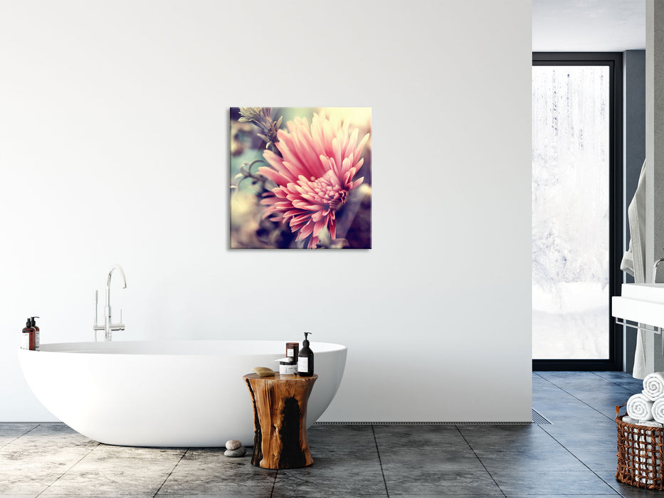 Romantische Blumen, Glasbild Quadratisch