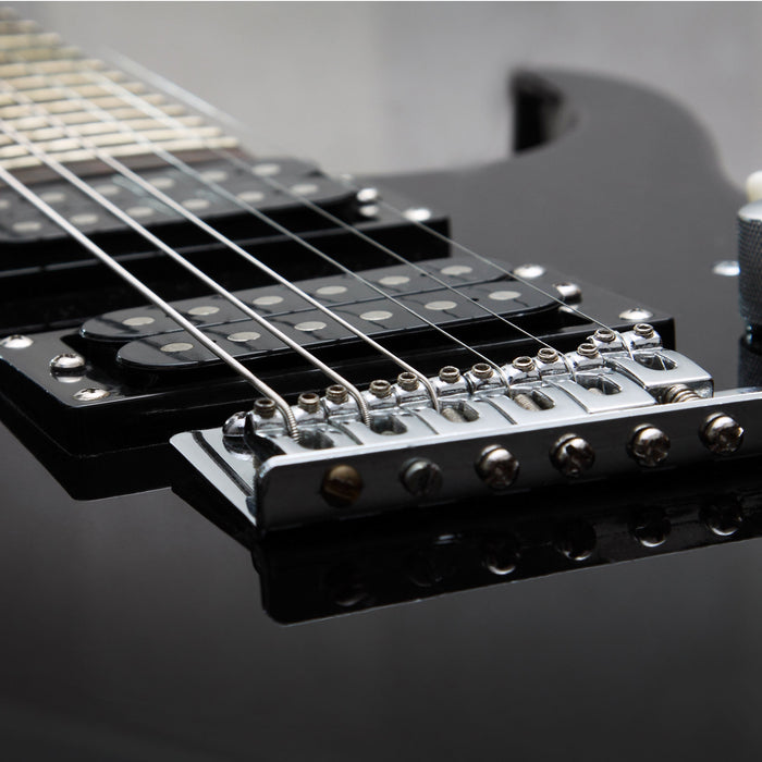 Black E-Guitar, Glasbild Quadratisch