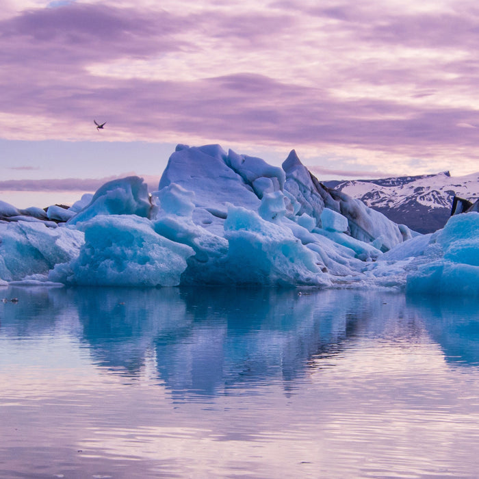 Wunderschöne Eisberglandschaft, Glasbild Quadratisch