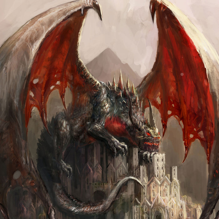 Dragon castle, Glasbild Quadratisch