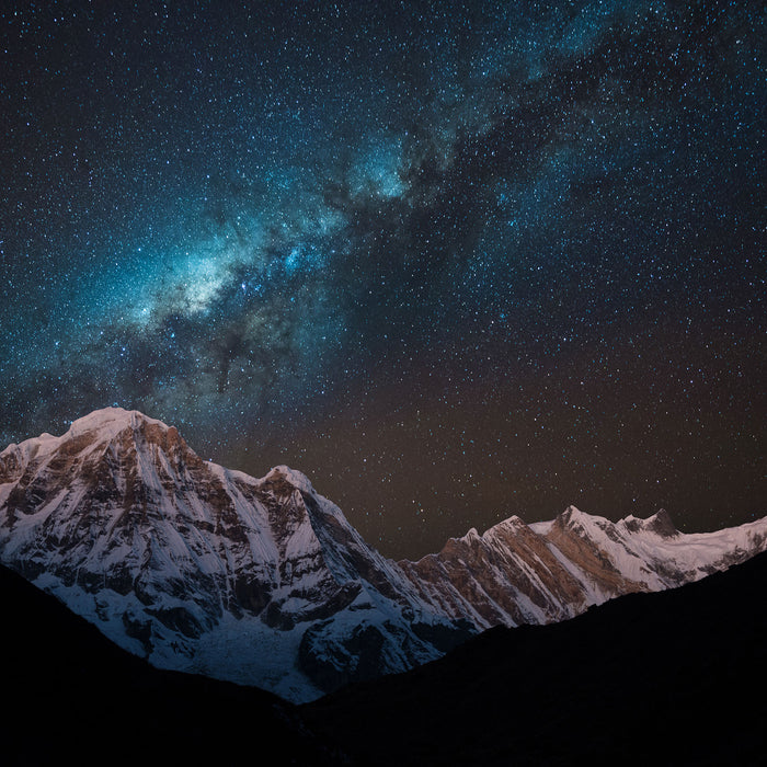 Annapurna bei Nacht, Glasbild Quadratisch