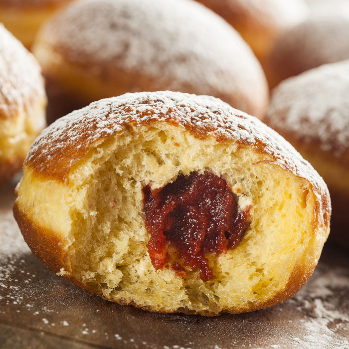Lecker gefüllte Krapfen, Glasbild Quadratisch