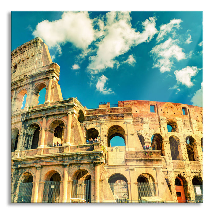 Pixxprint Colosseum bei Tag in Rom, Glasbild Quadratisch