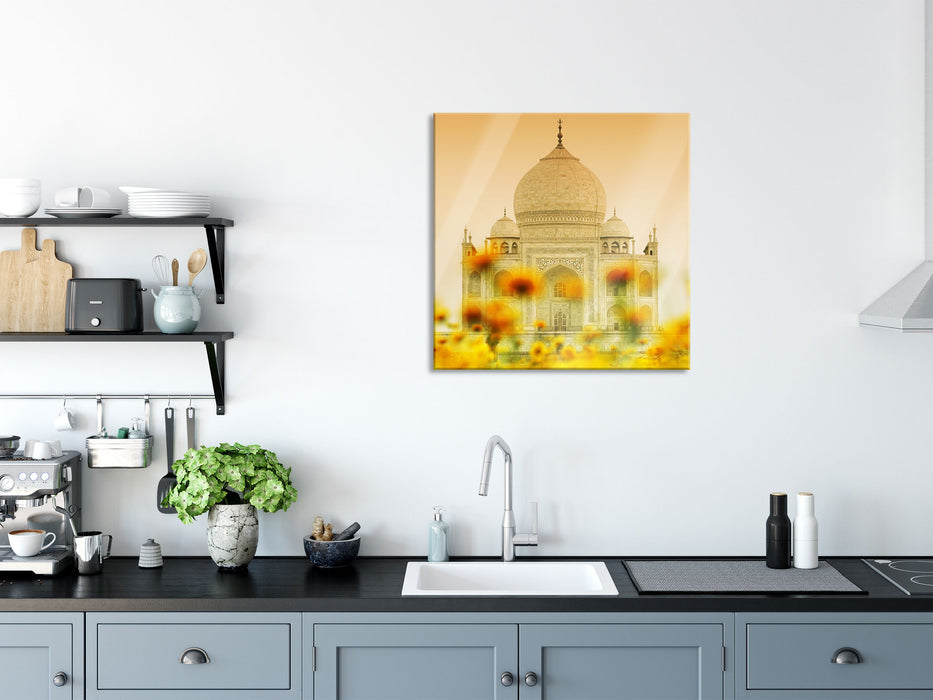 Taj Mahal im Sommer, Glasbild Quadratisch