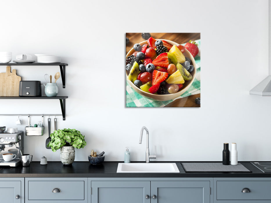 Gesunde Obstvielfalt, Glasbild Quadratisch