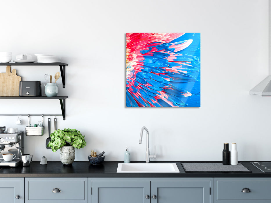 Bunte Blumenkunst, Glasbild Quadratisch