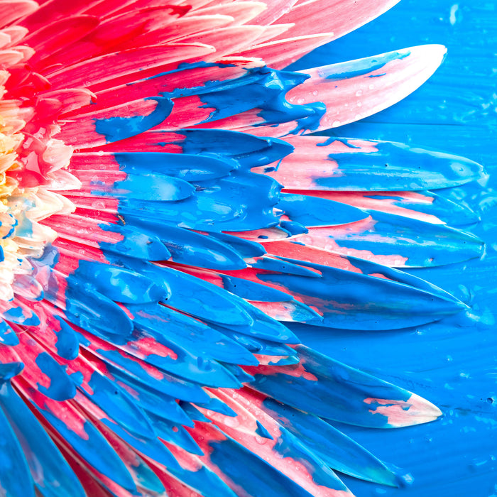 Bunte Blumenkunst, Glasbild Quadratisch