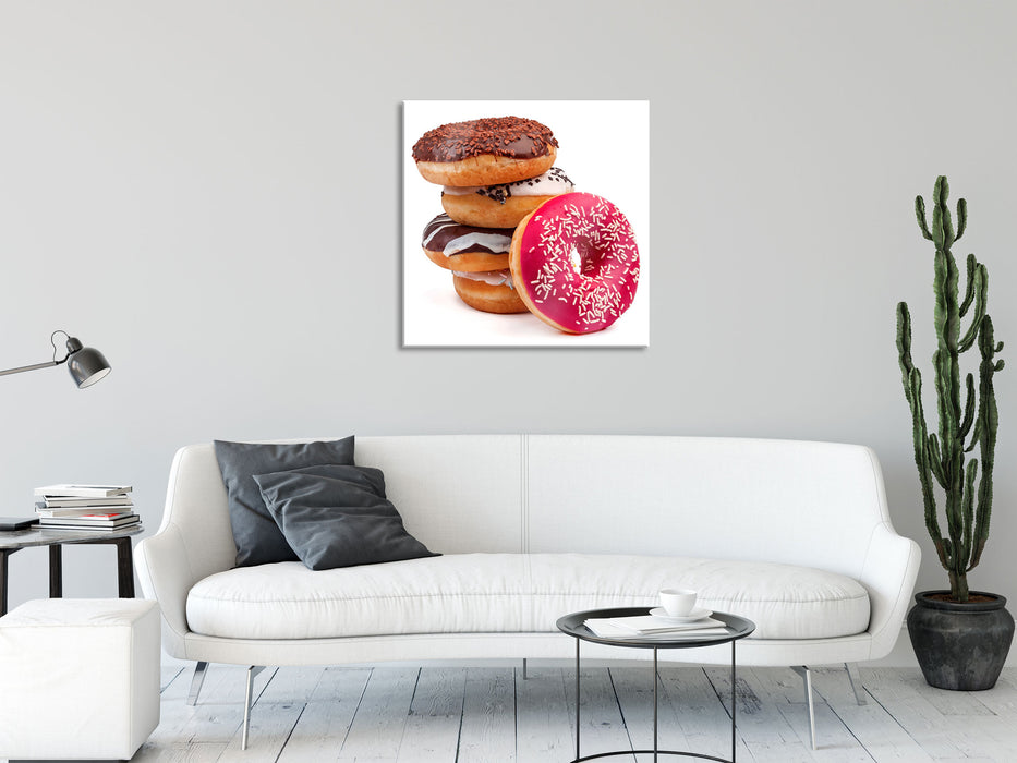 Süße Donuts, Glasbild Quadratisch