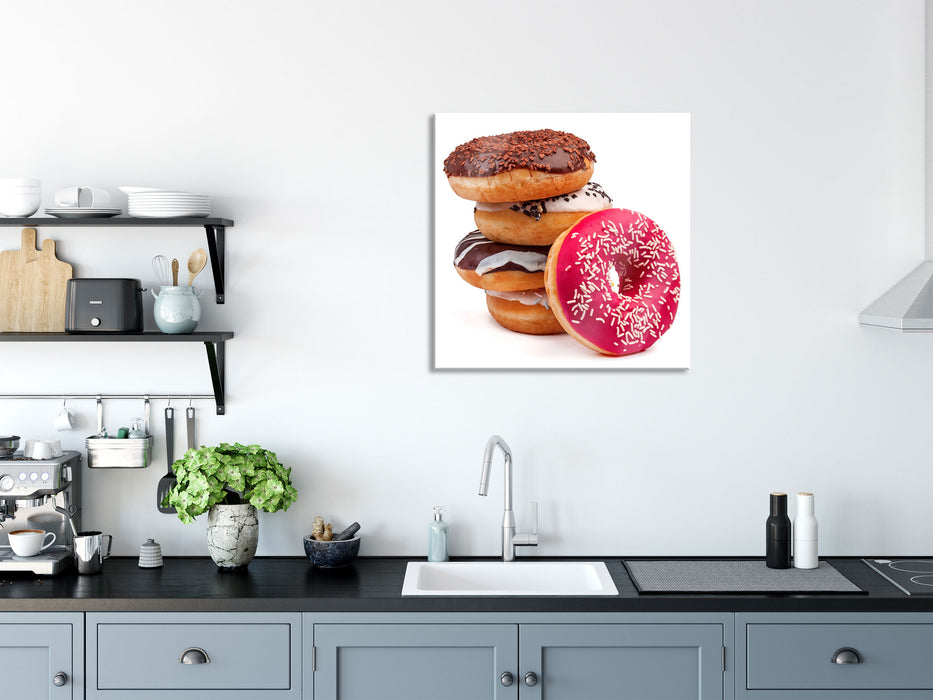 Süße Donuts, Glasbild Quadratisch
