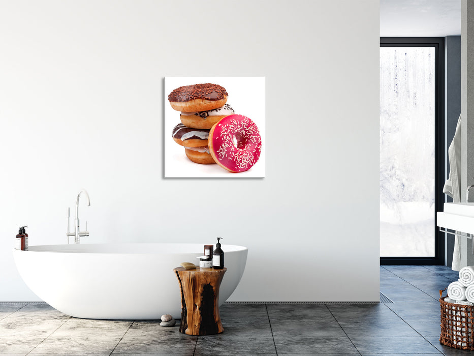 Süße Donuts, Glasbild Quadratisch