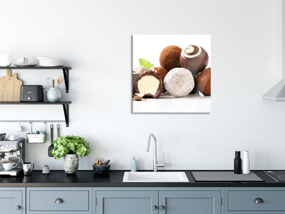 Schokotrüffel, Glasbild Quadratisch