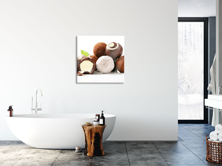 Schokotrüffel, Glasbild Quadratisch