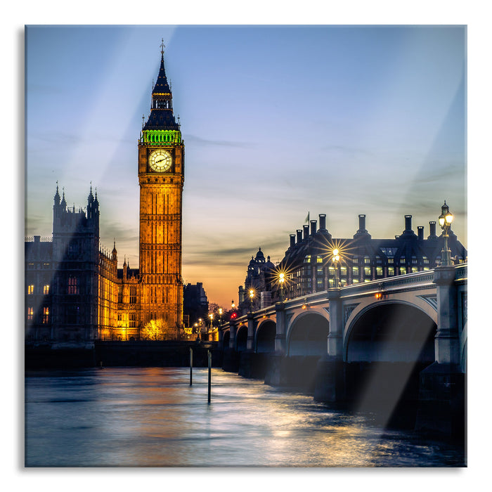 Pixxprint Big Ben bei Nacht, Glasbild Quadratisch