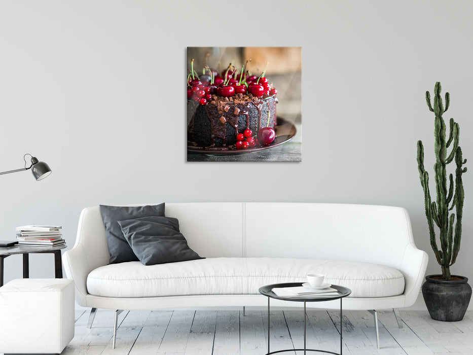 Himmlische Schokoladentorte, Glasbild Quadratisch