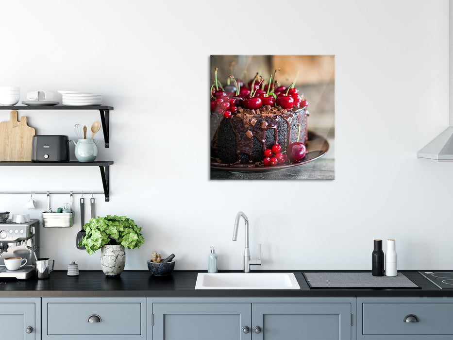 Himmlische Schokoladentorte, Glasbild Quadratisch